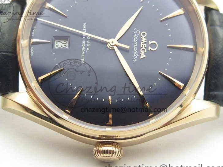 0414 Snug Seamaster Edizione Venezia RG Best Edition Blue Dial On Leather Strap A 8126